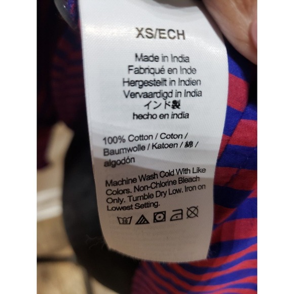 J. Crew Red & Blue Striped Long Sleeve Ruffle Trim Tuxedo Top Blouse XS - Picture 11 of 16